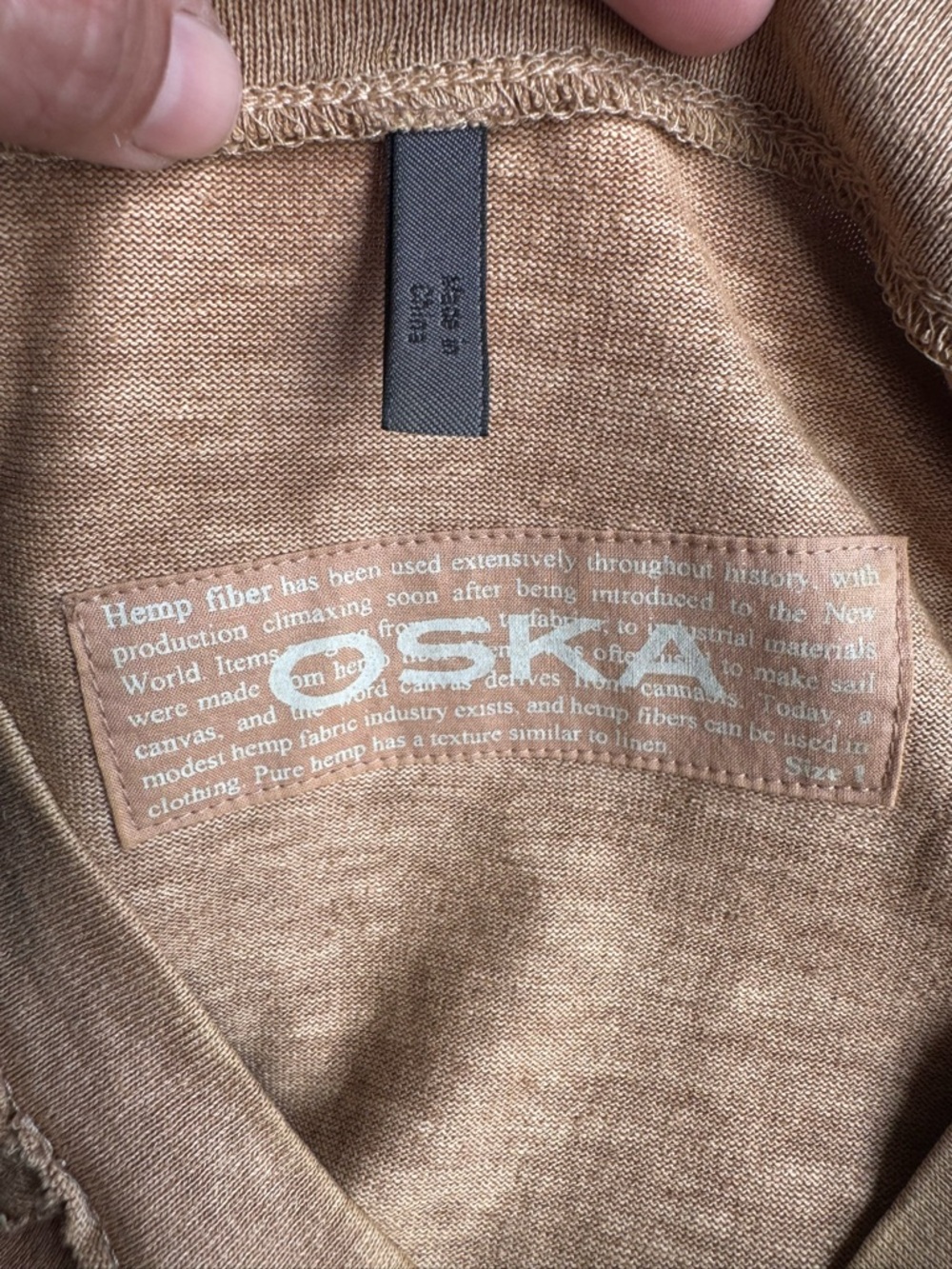 Oska Casual Striped Asymmetrical Taupe Hemp Fiber Swing Dress - Picture 7 of 9
